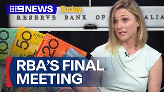 Reserve bank board to convene for the final time this year  9 News Australia [upl. by Anilorak698]