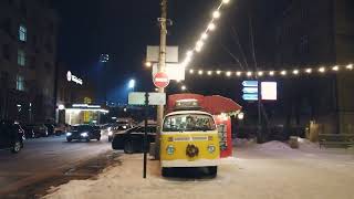 A night walk through the city  Krasnoyarsk Russia  4K 60 [upl. by Essirahc642]