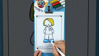 Community Helper Nurses coloring nurse doctors shorts community jobs coloringpages [upl. by Mcleroy]