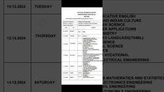 12th Standard Half Yearly Exam 2024  Time table  PDF  20242025 timetable halfyearly 12th [upl. by Ahsyen429]