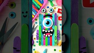 DIY Colorful Monster Craft 👾  Fun Popsicle Stick Art for Kids diy craft craftyfun kids [upl. by Theressa]