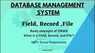 What is a Field Record and File Difference between Field record file DBMS Greencs217 [upl. by Annaeed]