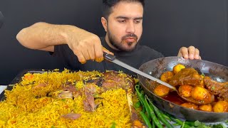 ASMR Eating Spicy Mutton Legs BiryaniSipcy Eggs amp Chicken CurryGreen Chilli  Real Mukbang [upl. by Silloh]