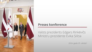 23102024 Valsts prezidenta E Rinkēviča un Ministru prezidentes E Siliņas preses konference [upl. by Atterbury]