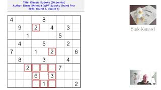 Sudoku classique par Diana Škrhová WPF Sudoku Grand Prix 2024 round 3 puzzle 4 [upl. by Derriey]