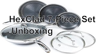 Unboxing HexClad 7Piece Hybrid Stainless Steel Cookware Set with Lids and Wok [upl. by Feenah565]