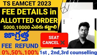 TS EAMCET 2023 PHASE1 TO PHASE 2 FEE AMOUNT REFUND CONDITION ALLOTMENT ORDERtseamcet2023 [upl. by Spieler]