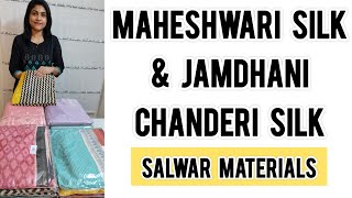 PURE MAHESHWARI SILK  JAMDHANI CHANDERI SILK SALWAR MATERIALS  BLOCK PRINT  WhatsApp 09980215090 [upl. by Hawken788]