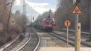 Brannenburg Bahnhof Güter Fernverkehr und Meridian 29012016 [upl. by Abdel]