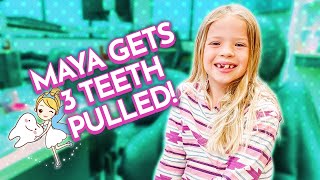 Maya Gets 3 TEETH PULLED and an EXPANDER [upl. by Nimoynib]