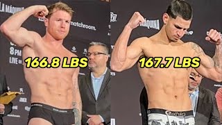 Canelo amp Edgar Berlanga MAKE WEIGHT TIP SCALES at 1668 lbs amp 1677 lbs morning before Fight [upl. by Ainig275]