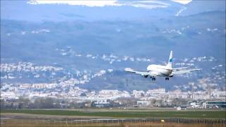 Enter Air Boeing B734 SPENA Hard Landing ClermontFerrand Auvergne Airport [upl. by Granny]