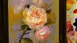 Brushups How to paint Flowers Peonies with acrylics [upl. by Janenna]