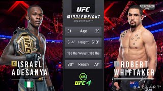 ISRAEL ADESANYA VS ROBERT WHITTAKER 2 FULL FIGHT UFC 271 [upl. by Lebasiairam272]