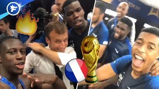 Lambiance de feu dans le vestiaire des Bleus champions du Monde le dab dEmmanuel Macron [upl. by Enowtna]