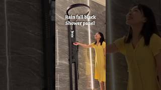 Rain fall black shower panel  black shower round head showersystem bathroomhacks home ytshort [upl. by Ahs]