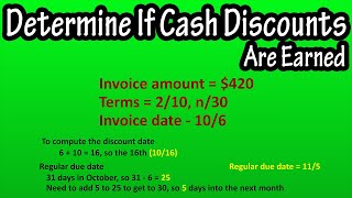 Determine Whether Cash Discounts Are Earned In Business Explained  How To Find Invoice Due Dates [upl. by Nedroj]