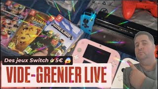 75 VIDE GRENIER LIVE  DES JEUX SWITCH à 5€  2 CONSOLES  1 PÉPITE PS2 et du POKÉMON 😱 [upl. by Jammin]