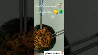 Tried Korean ramen 🍜 for the first time 😋🤢korean ramen shorts youtubeshortsvideo koreanfood [upl. by Aggy]