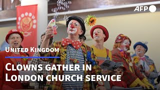 Clowns pay tribute to their grandfather Grimaldi with colourful church service in London  AFP [upl. by Hamlin]