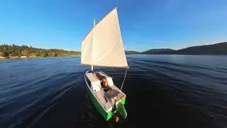 First sail on a Phil Bolger box inspired jim michalak robbsboat Built by Tom Sorensen [upl. by Kashden853]