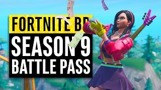 Fortnite  Season 9 Battle Pass Reactions All skins upgrades and unlockables [upl. by Esimorp]