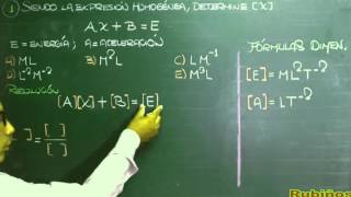 Principio de Homogeneidad Ejercicio Resuelto PASO a PASO Nivel 1 Analisis Dimensional [upl. by Yma]