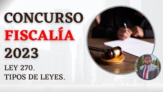 Concurso FISCALÍA 2023  TIPOS DE LEYES y Ley 270 de 1996 [upl. by Sherrer]