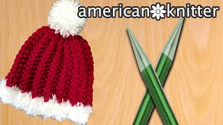 How to knit a Santa Hat knitting americanknitter [upl. by Kiyohara152]