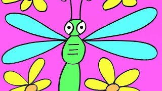 How to Draw a Dragonfly Cartoon for Kids [upl. by Kreiner]