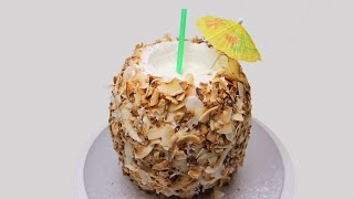 RECETA DE VERANO Pastel cóctel en coco [upl. by Ecinahc]