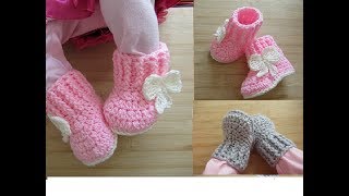 Botines de bebé botitas de ganchillo crochet recién nacido 03 meses 06 meses subtitulos en español [upl. by Yarrum793]