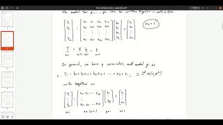 Multiple Linear Model  Multivariate Normal [upl. by Suiravat]