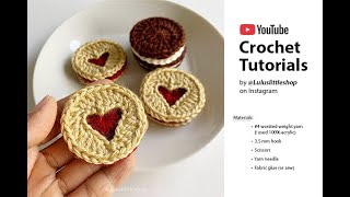 How to crochet HEART FILLED COOKIE  Crochet Tutorial  by Luluslittleshop [upl. by Ahsennek502]