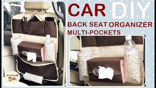 DIY CAR BACK SEAT ORGANIZER MULTIPOCKETS STORAGE  วิธีทำกระเป๋าจัดระเบียบใส่ของหลังเบาะรถยนต์ [upl. by Birch]