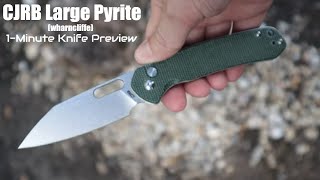 CJRB Large Pyrite Wharncliffe Knife w green micarta  1Minute Preview  Atlantic Knife [upl. by Nosral456]