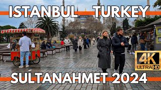 ISTANBUL TURKEY 2024 CITY CENTER OLD CITY SULTANAHMET TOURISTIC DISTRICT 4K WALKING TOUR VIDEO UHD [upl. by Einapets343]