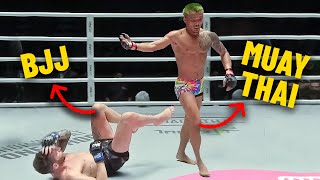 quotGet Upquot 😳 Muay Thai Star OBLITERATES BJJ Practitioner In MMA Fight [upl. by Esinned]