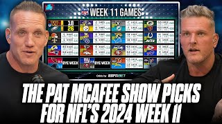 The Pat McAfee Show Picks amp Predicts Every Game For NFLs 2024 Week 11 Weekend [upl. by Elletsirk]