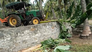 John Deere tractor 5104 banana mulching bull agro challenger rotavator 36 blade performance [upl. by Sauveur]