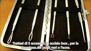 Kit attrezzi per rimozione per punti neri acne brufoli in acciaio inox Anjou [upl. by Nyltak]