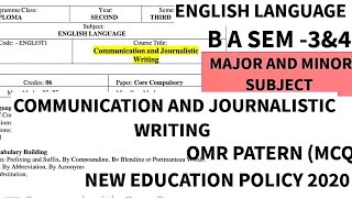 Communication and journalistic writing paper MCQ BA 4th semester minor and major subject mjpru4sem [upl. by Katherine]