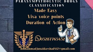 Parasympatholytic Drugs ClassificationViva Voice PointsEasy way to remember [upl. by Nosnhoj]