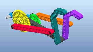 ProE Model of 4bar mechanism using a compound gear train [upl. by Kliment407]