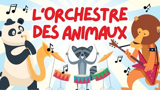 Apprendre les instruments de musique avec lorchestre des animaux rigolos 🦁 Chanson pour enfants 🎶 [upl. by Odnamra]