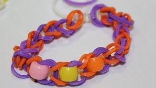 Cómo hacer pulsera de gomitas con abalorios sin telar [upl. by Nalac]