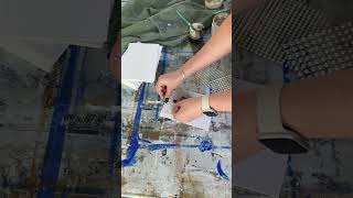 How to create texture on canvas with self adhesive pearl beads paintingtechnique [upl. by Nomde610]