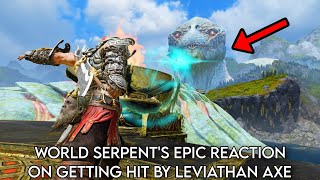 WORLD SERPENTS EPIC REACTION ON GETTING HIT BY LEVIATHAN AXE  GOD OF WAR 2018 [upl. by Areik827]