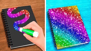 COOL SCHOOL HACKS AND DIY CRAFTS  Rainbow School Hacks amp Easy Drawing Tips by 123 GO LIKE [upl. by Moody]