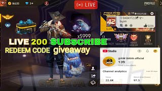 Live 200 Subscribe For Redeem code giveaway GW DEVA offical👑😱 [upl. by Jerrol]